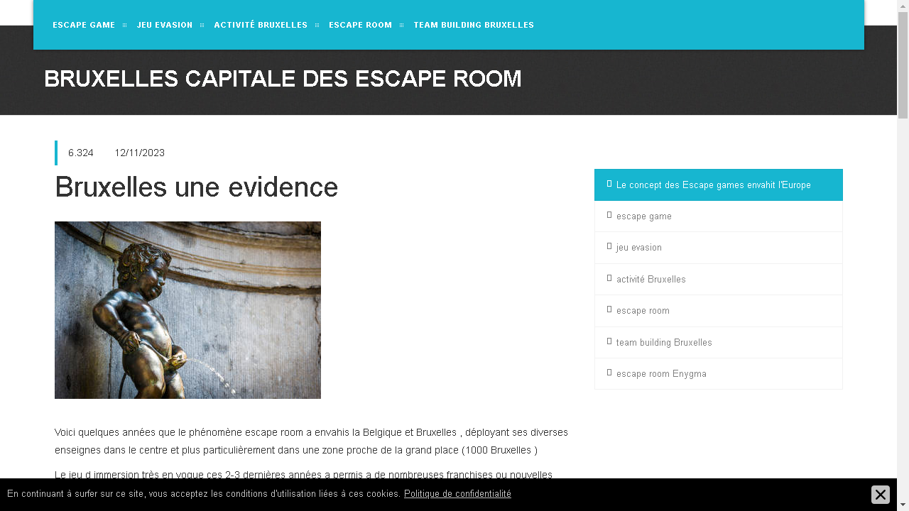 Capture d'écran de https://escaperoombruxelles.be/